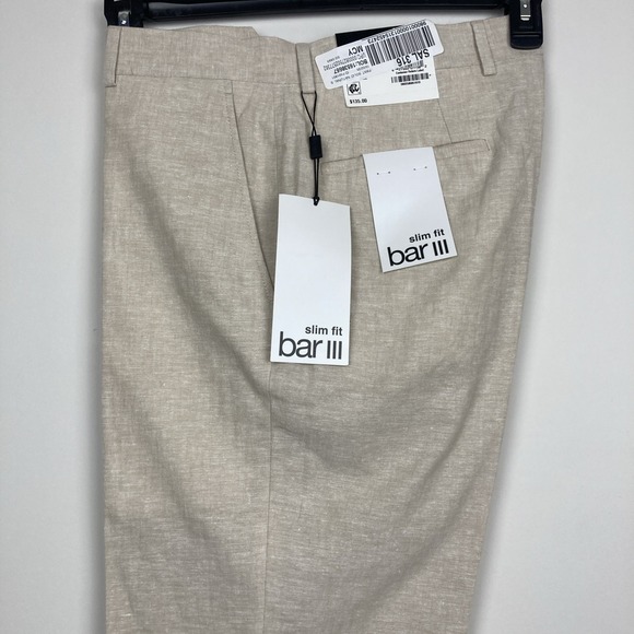 Bar III Men's Beige Slim-Fit Linen Suit Pants Size 32W 32L E121818 - Picture 7 of 13